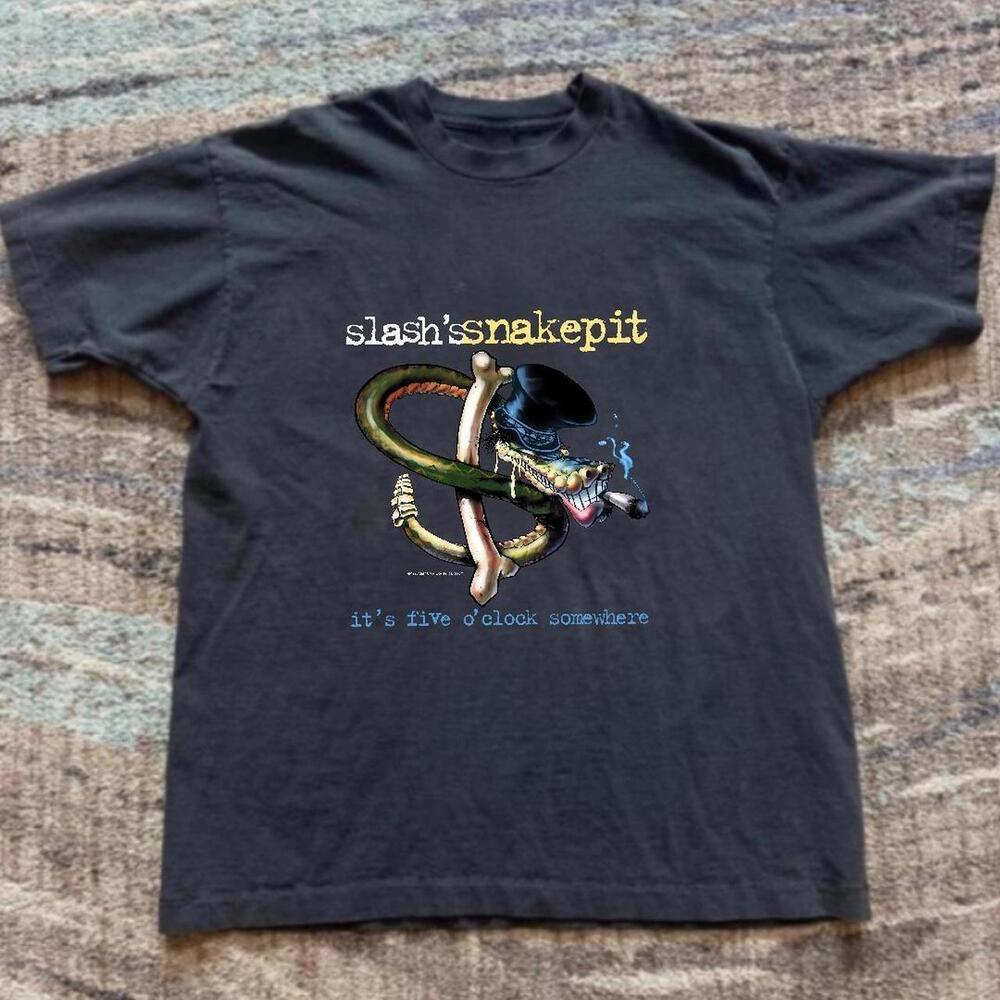 Gildan Men Black T-Shirt, SlashS Snakepit Black Band Tee